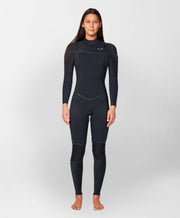 Women's HyperFire X 4/3mm Steamer Chest Zip Wetsuit - Black