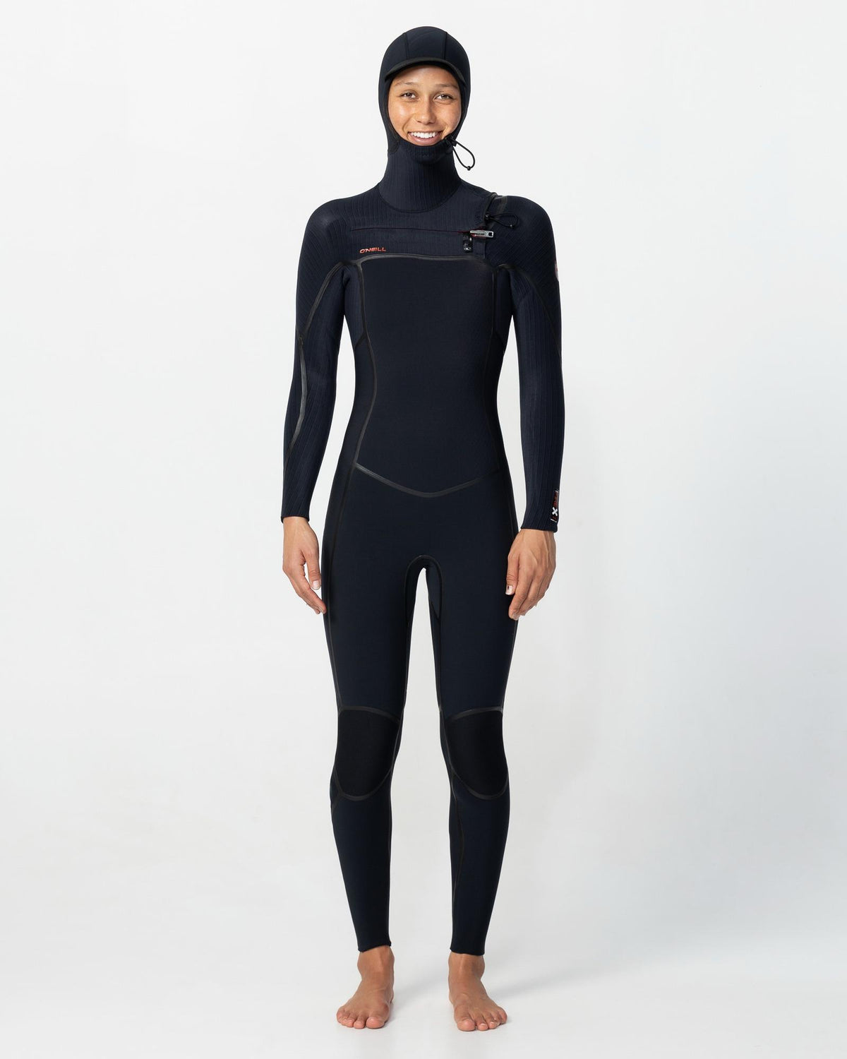 Women's HyperFire X 5/4mm Hooded Steamer Chest Zip Wetsuit - Black
