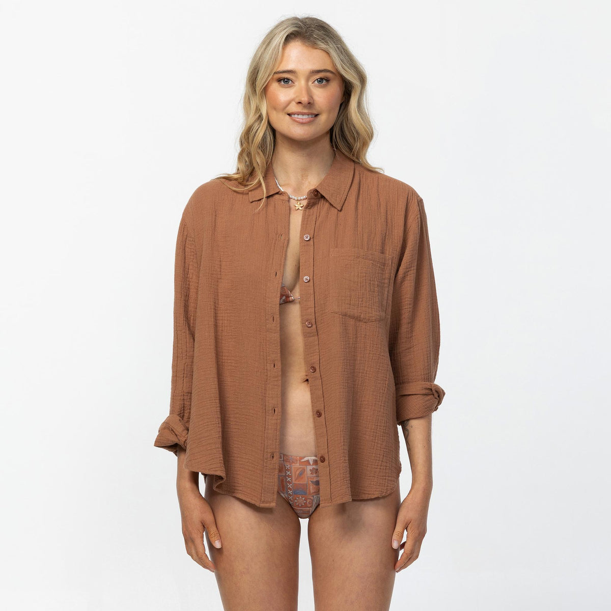 Women's Leni Relaxed Long Sleeve Top - Carob Brown