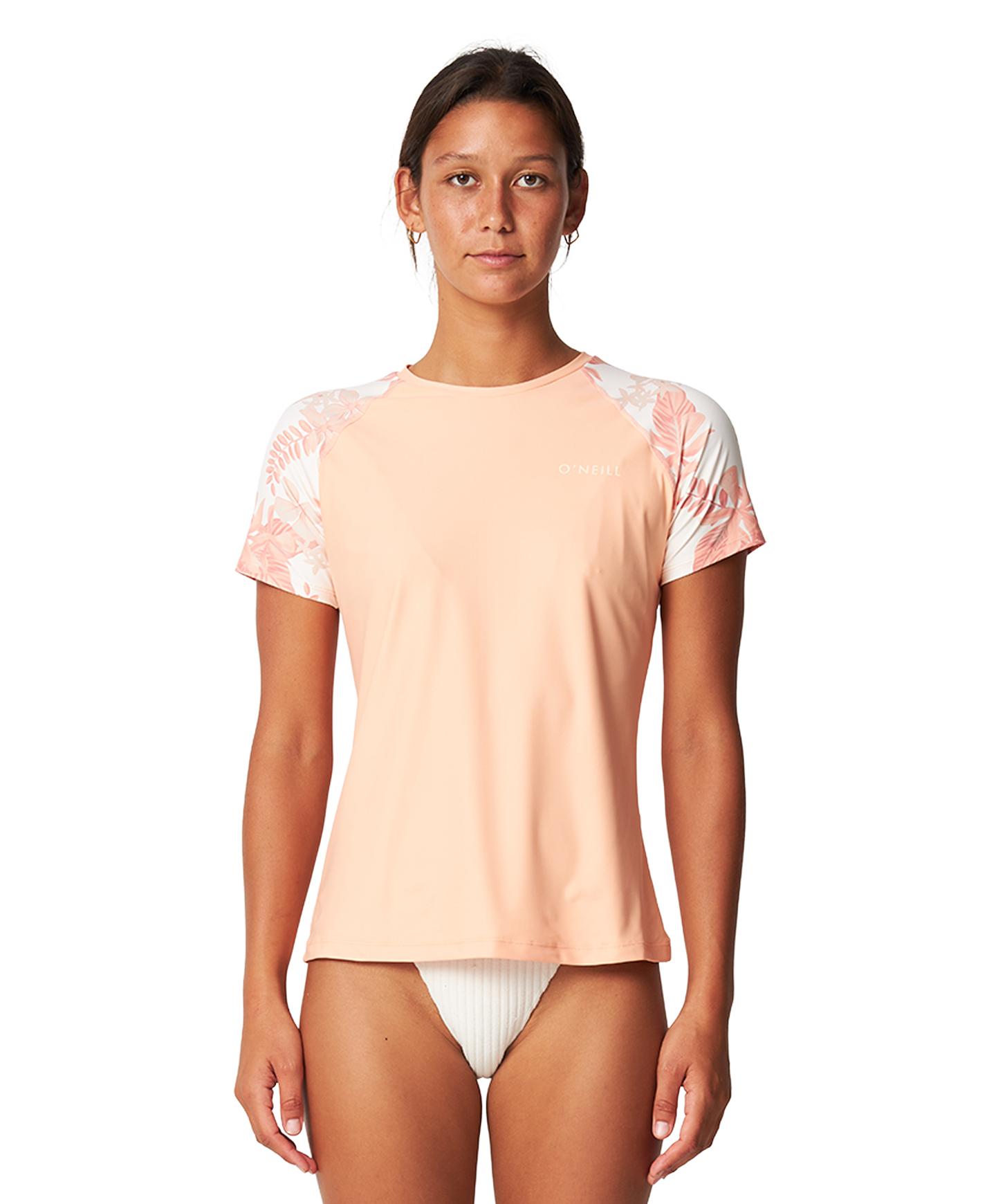 Women's Salina SS Surf Tee Rash Vest - Peach