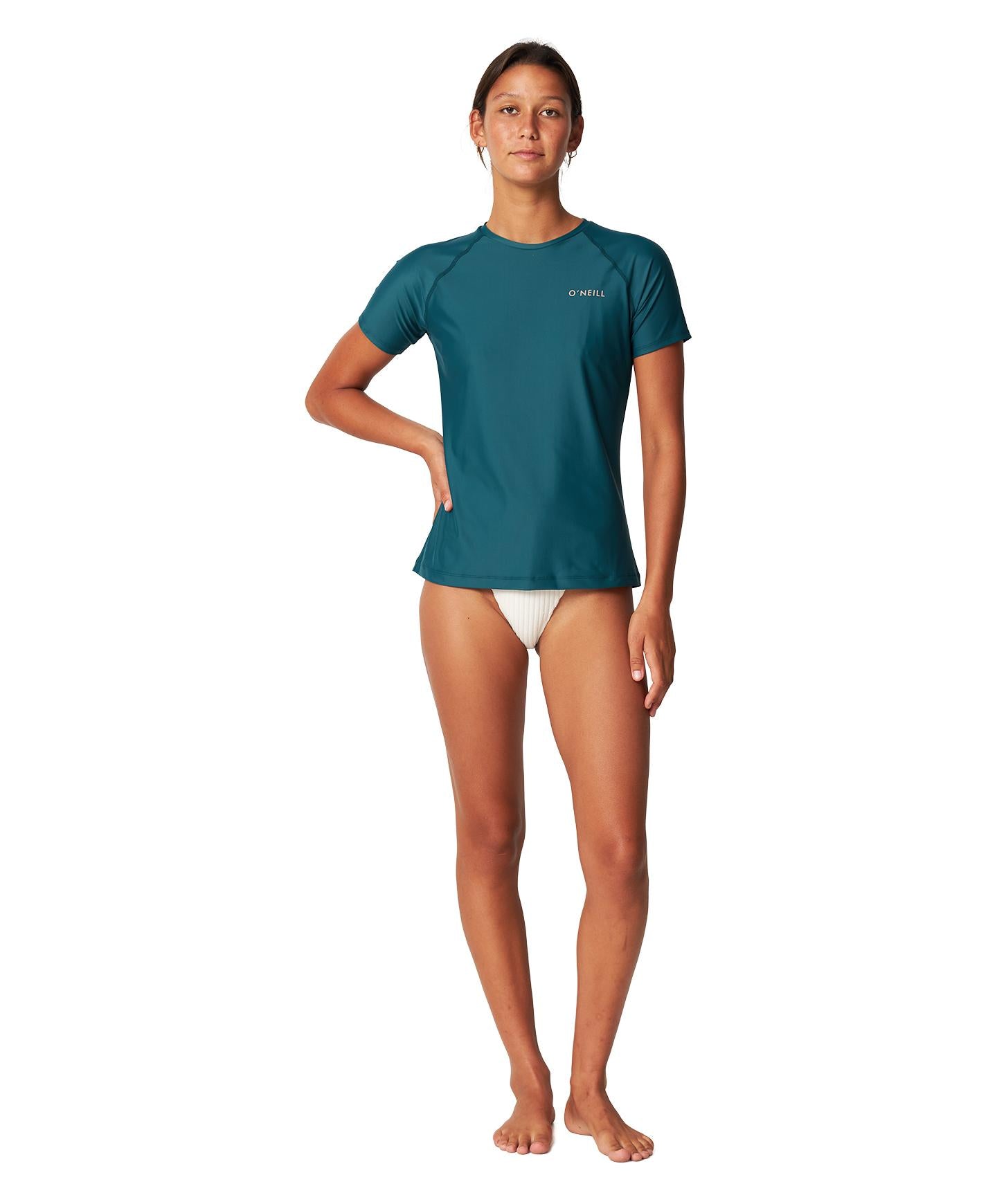 Women's Salina SS UV Tee Rash Vest - Deep Teal