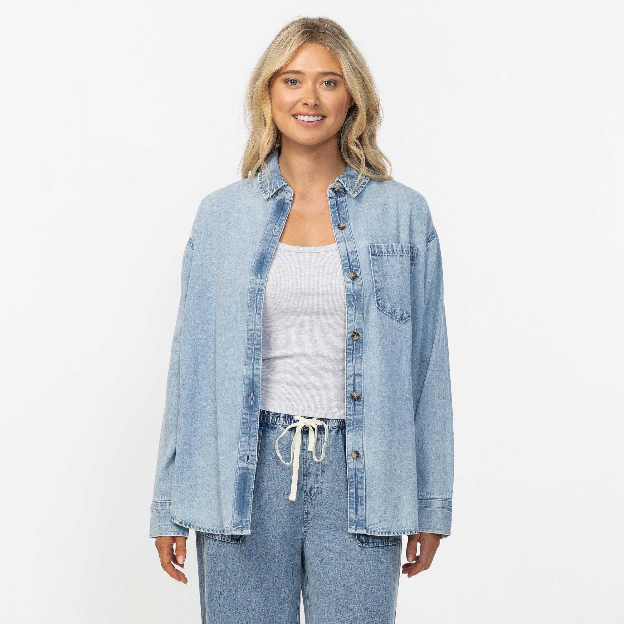 Women's Sevie Shacket Denim - Drifter Blue