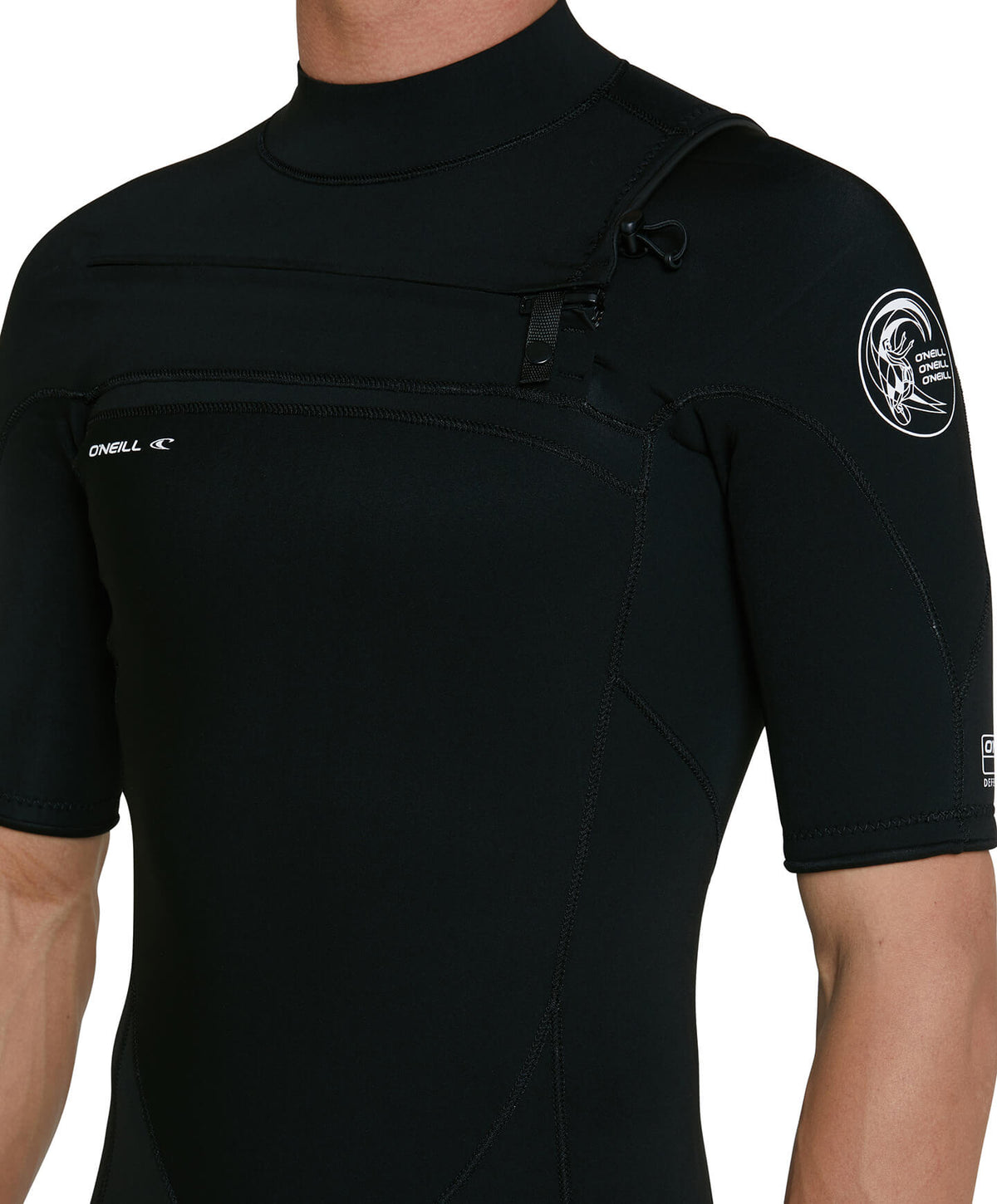 Defender 2mm Short Arm Steamer Chest Zip Wetsuit - Black
