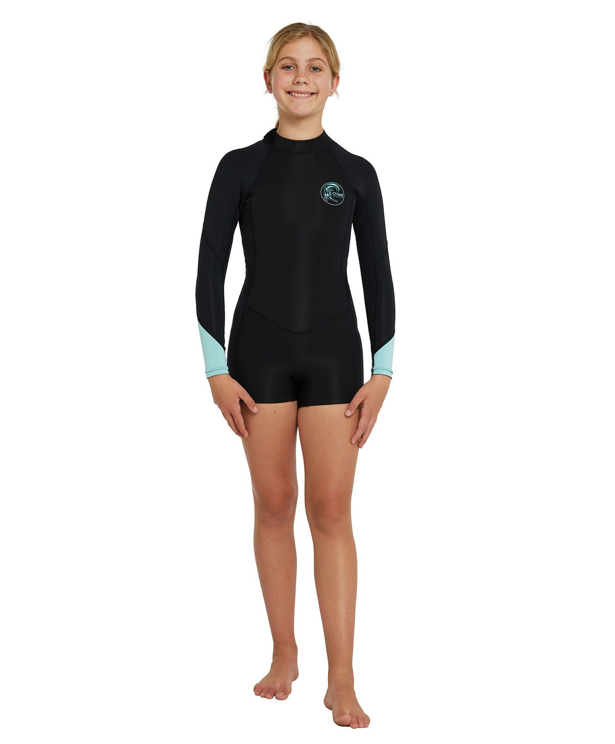 Girl's Bahia 2mm LS Mid Spring Suit Wetsuit - Black Aqua