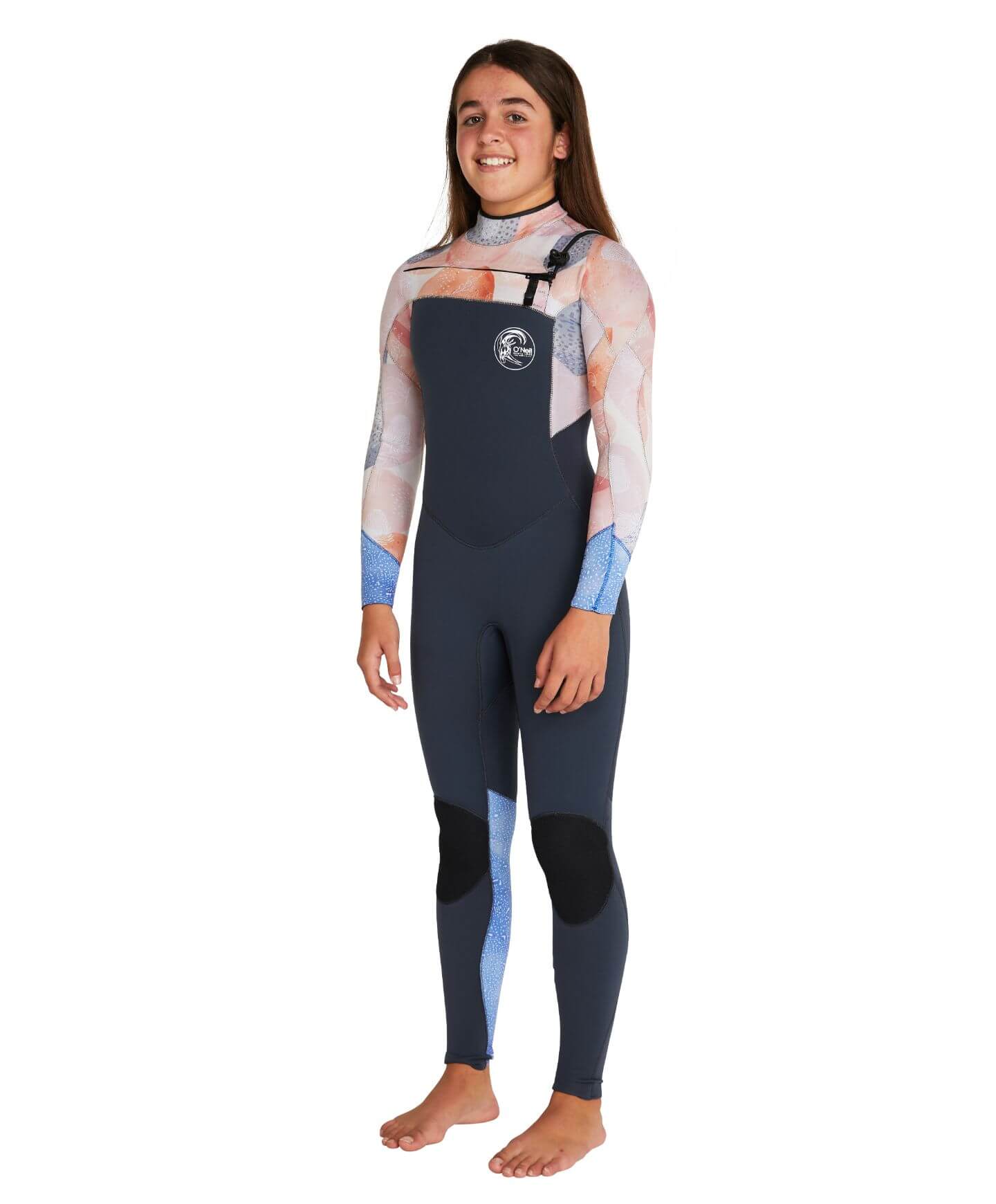 Girl's Bahia 4/3mm Steamer Chest Zip Wetsuit - Gunmetal