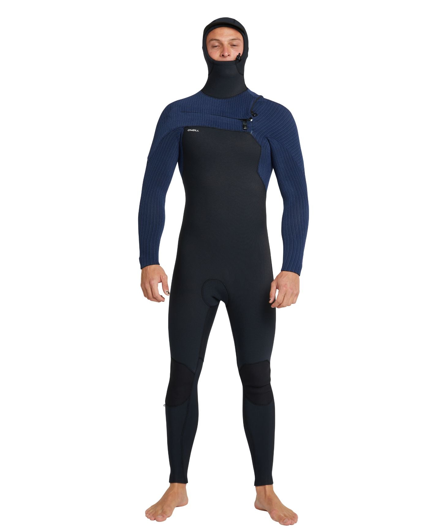 HyperFreak 5/4+ Hooded Steamer Chest Zip Wetsuit - Black Navy