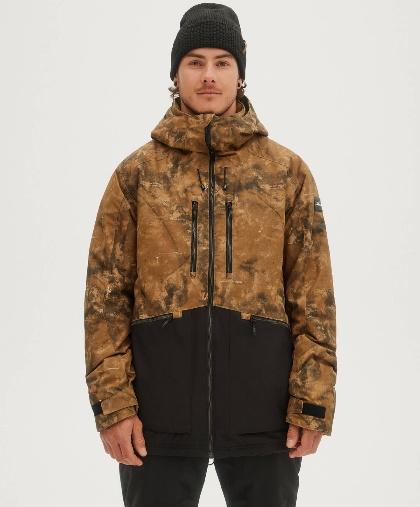 Men's Texture Snow Jacket - Beige AOP