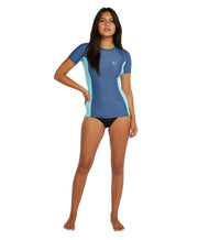 Women's Classic Short Sleeve UV Rash Vest - Navy Aqua