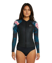 Women's Cruise Full Zip Wetsuit Jacket 2/1.5mm - Black Hibiscus